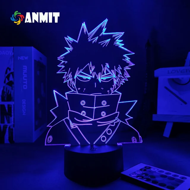 Led 패널 조명 Anime Figure My Hero Academia Bakugo 3D 램프 만화 가제트 발렌타인 데이 선물 키즈 나이트 라이트 Anime Light