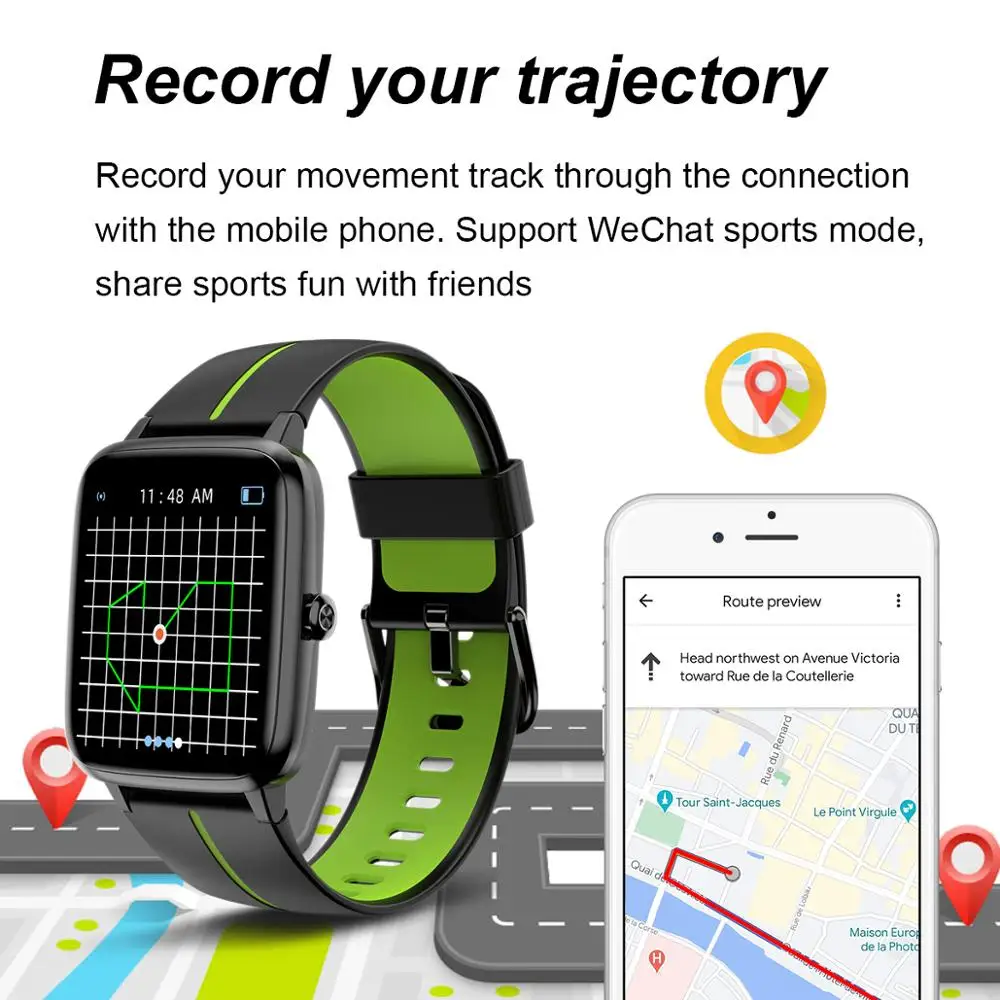 US $39.19 Blulory Smart Watch Glifo 5 Pro GPS Smartwatch 5 ATM Waterproof Bluetooth Sport Heart Rate Monitor Message Reminder Notification