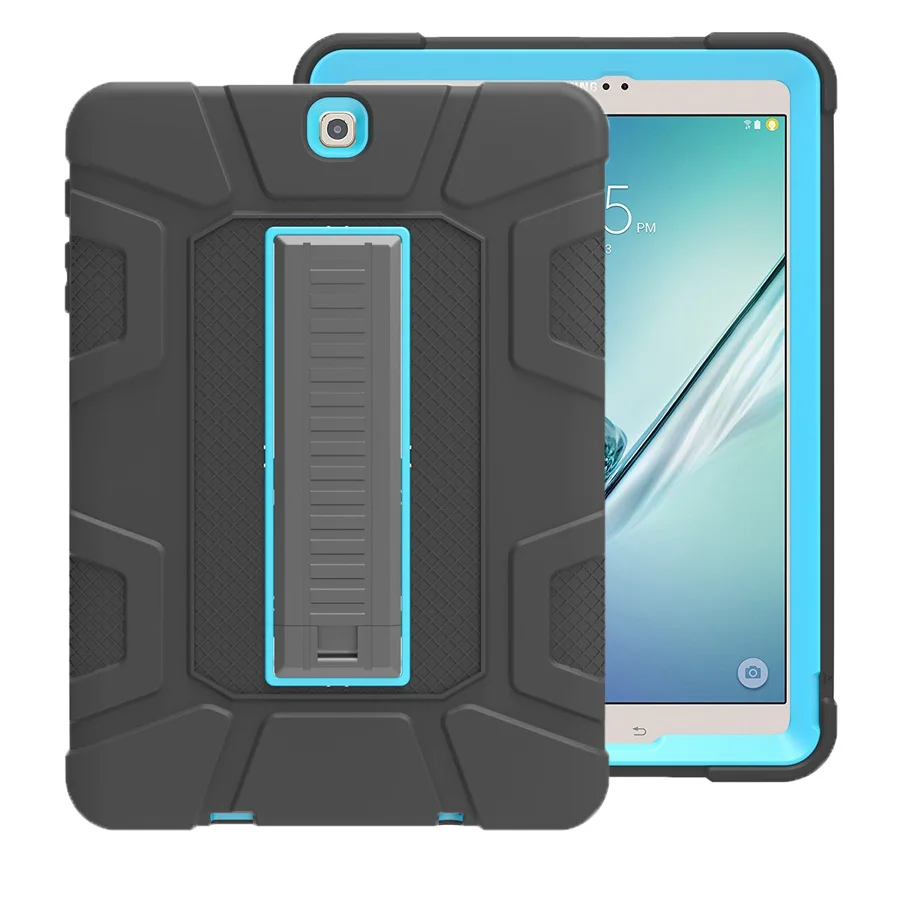 

Silicon Kid Shockproof Armor Case for Samsung Galaxy Tab S2 9.7 SM T810 T815 T813 T819 Cover With Skin Shell case+Film+Pen