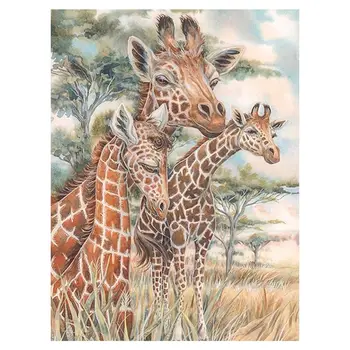 

Full 5D Diy Diamond Painting Cross Stitch "Three Giraffe" 3D Diamond Embroidery Rhinestone Decor Paintings