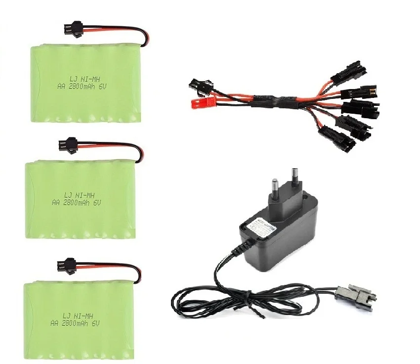 YUKALA 6V 2800mAh Ni-MH AA батарея с зарядным устройством для RC грузовиков/RC автомобилей/RC лодки/RC Танк SM/JST/пробка из Тамия 6 v 2800 mah - Цвет: Синий