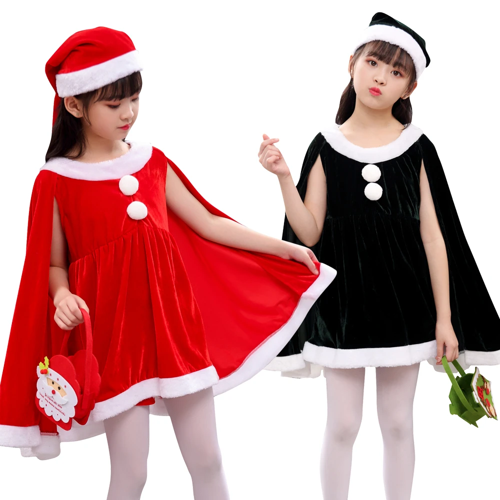 Disfraz de Navidad para niña, ropa de fiesta de Cosplay de Papá Noel, traje terciopelo para niños conjunto de ropa para niños, para niñas| - AliExpress