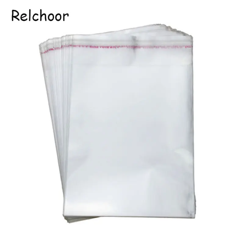 

100Pcs Transparent Packaging Bags Resealable Self Adhesive OPP Poly Plastic Bags No Holes Gifts Cookie Cellophane Transport Bag