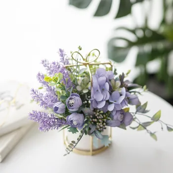 

Nordic Fake flower ceramic gold vase rose plant potted home decoration farmhouse decor soap flowers decoration maison