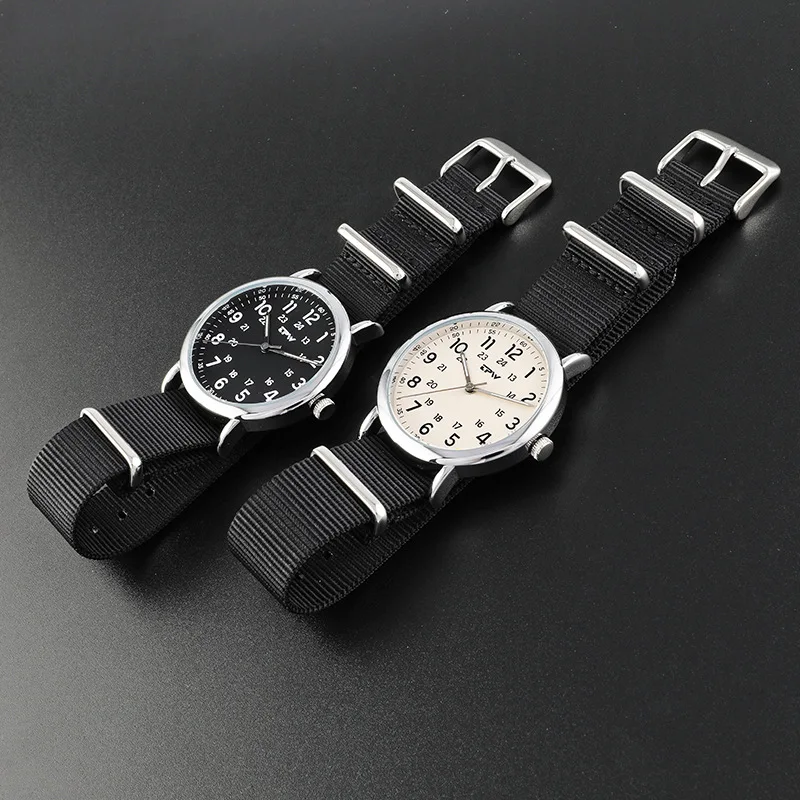 

Men Round Dial Nylon Strap Band Military Date Quartz Wrist Watch Gift Roman Numerals Men's Watches Analog Outdoor Style