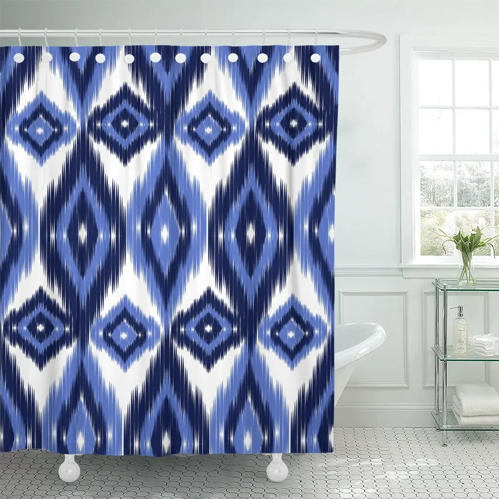 Accessory Blue Ikat Ogee Pattern Abstract Autumn Aztec Shower
