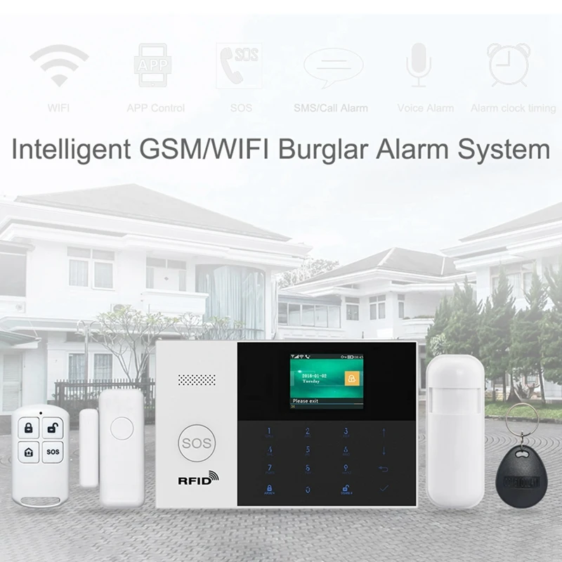 FFYY-домашняя охранная сигнализация датчик wifi SIM GSM RFID для IOS Android APP пульт дистанционного управления EU Plug