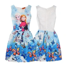 Платье для девочек без рукавов длиной до щиколотки с рисунком из мультфильма «Холодное сердце»; детские летние вечерние платья-пачки принцессы с бабочками для девочек; От 3 до 12 лет