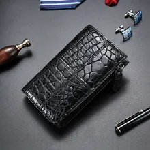 Брелок для ключей из кожи аллигатора, настоящий брелок для ключей, новинка, маленький органайзер для ключей, мини Billeteras delgada