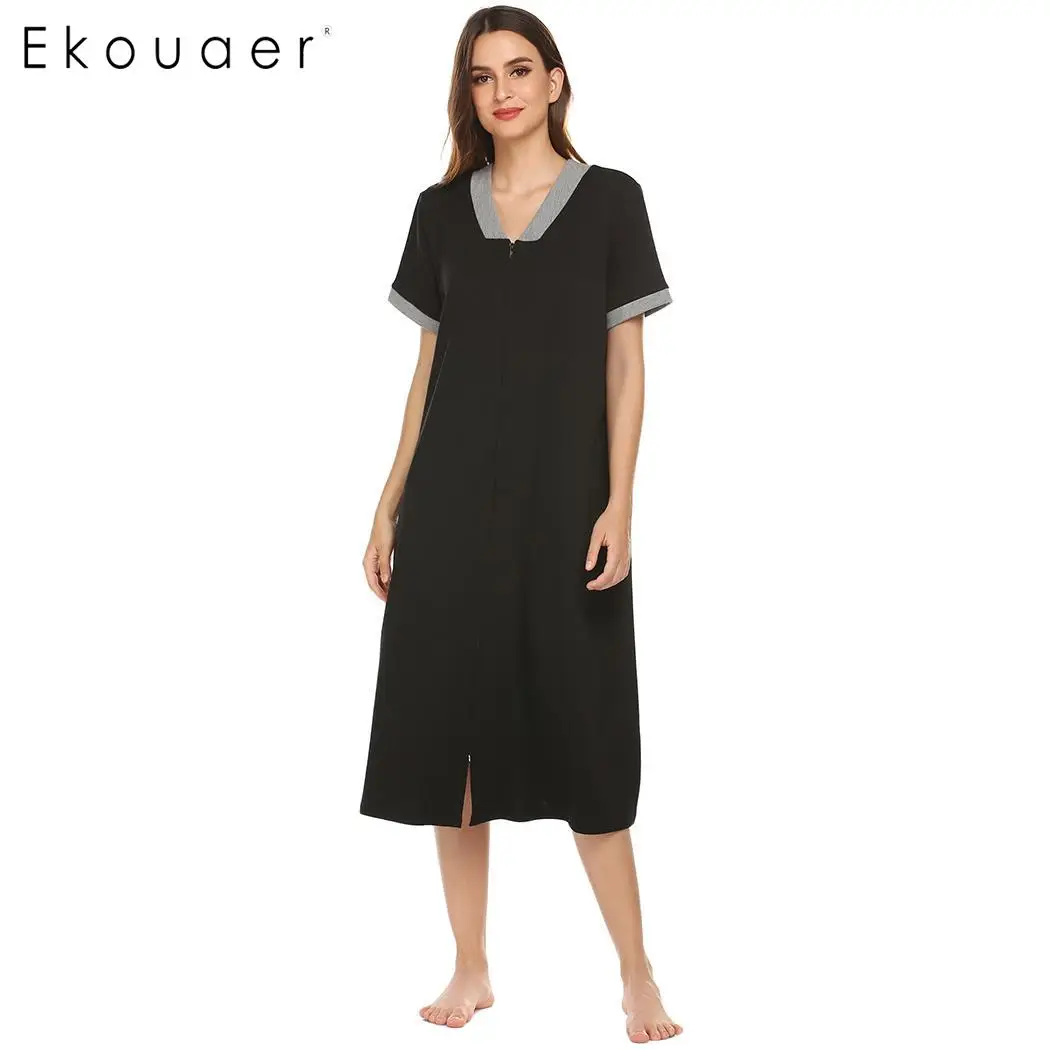 Ekouaer женская пижама с длинными рукавами ночная рубашка на пуговицах для кормящих и беременных мягкая Ночная рубашка Весна Осень Домашняя одежда ночная рубашка