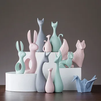 

MODERN CERAMIC SMALL ANIMAL ORNAMENTS DEER RABBIT DECOARTION BOOKCASE HOME LIVINGROOM FIGURINES CRAFT OFFICE DESKTOP ACCESSORIES