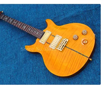 

Free transportation of electric guitar, 6-string guitar, yellow tiger body, gold accessories, customizable