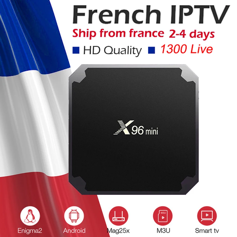 

X96mini Franch iptv box +1 year subscription tv Android tv box iptv French 1200 Live tv UK Spain Arabic Morocco Belgium France