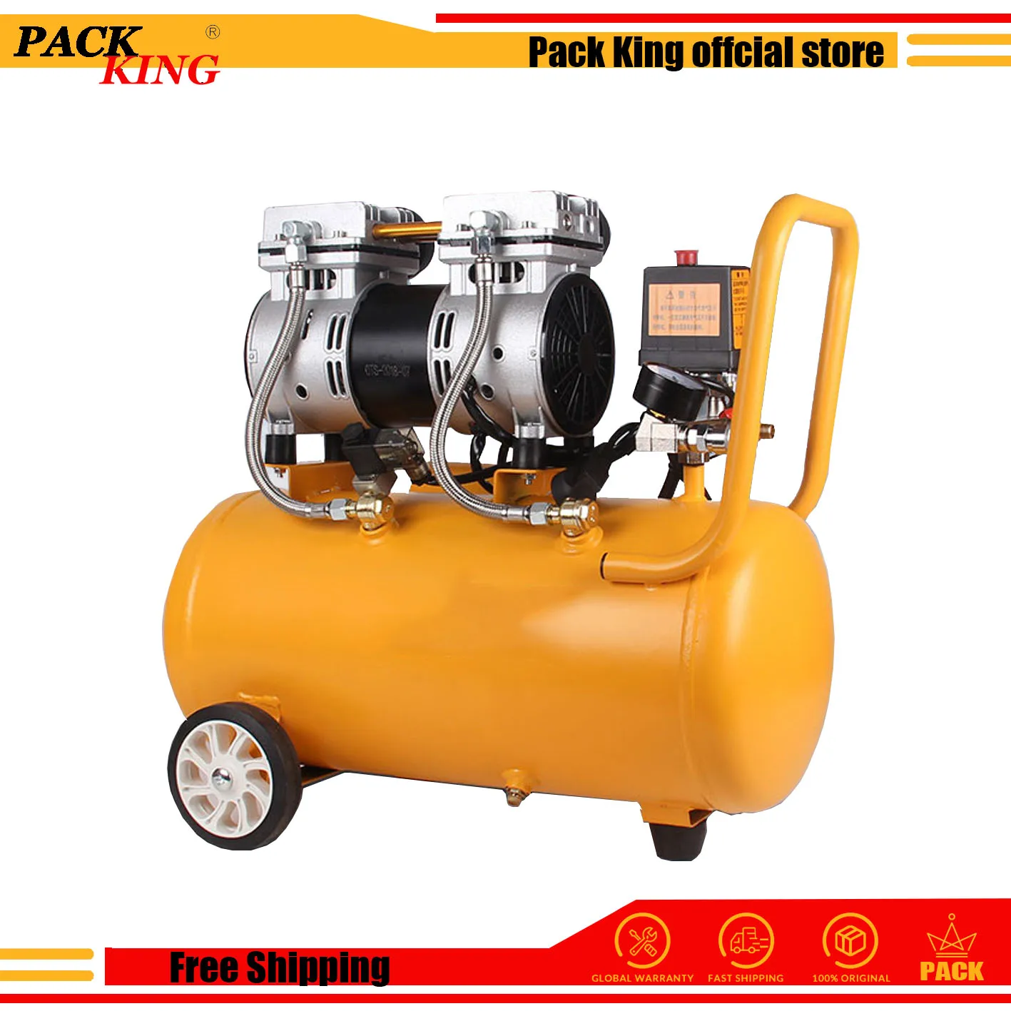 

Air Compressor Oil Free Quiet Noise Silent Oil-free Pump For Pneumatic Filling Machine Air Nail Gun Free Shipping 1000w 30L Tank