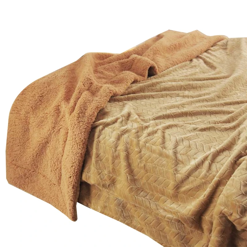 

Fleece Blankets and Throws Adult Thick Warm Winter Blankets Home Super Soft Solid Blankets on Twin Bedding, Camel