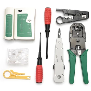 

Network Cable Repair Maintenance Tool Kit ,Portable Phone Cable Crimper, Cable Tester Network Cable Crimper Repair Kit