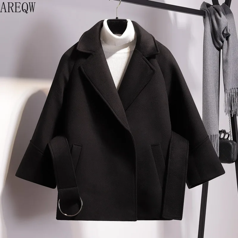 wonderful  2019 Faux Cashmere Wool Blends Female Coats Womens Windbreakers Jackets Autumn COAT Women Parka Lon