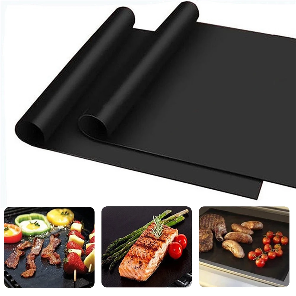 

3Pcs Non-stick BBQ Grill Mat 40*33cm Baking Mat Cooking Grilling Sheet Heat Resistance Easily Cleaned Kitchen For Party