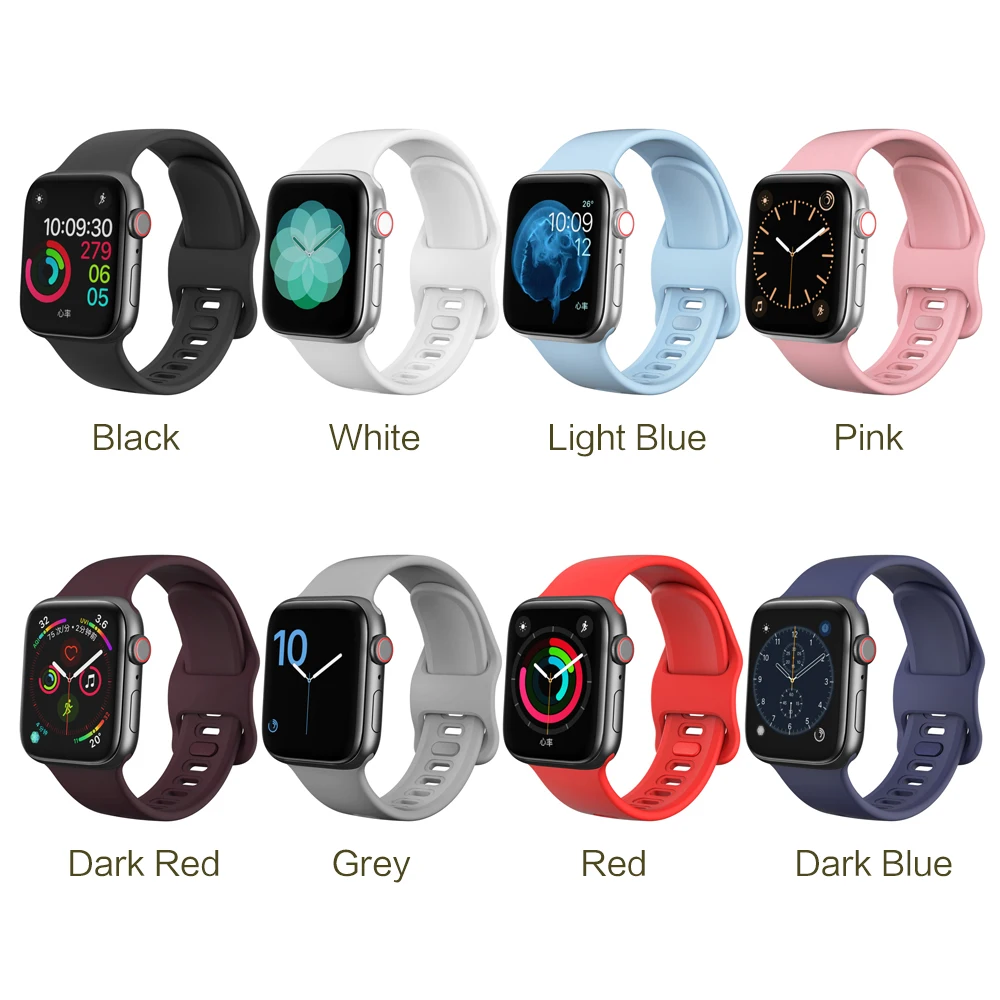 Силиконовый мягкий ремешок для Apple Watch Series 1 2 3 4 5 ремешок для 38 мм 40 мм 42 мм 44 мм ремешок SmartWatch спортивный силиконовый наручный браслет