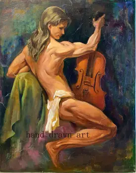 

Art of drawing top professional oil paintings on canvas: a charming man who engages in music and art. Accept custom oil painting