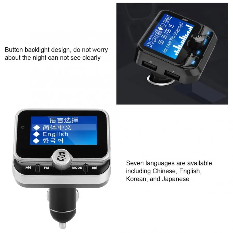 1.8in интеллигентая(ый) Bluetooth Автомобильный MP3-плеер хэндс-фри двойной USB автомобильный аудиопередатчик хэндс-фри плеер