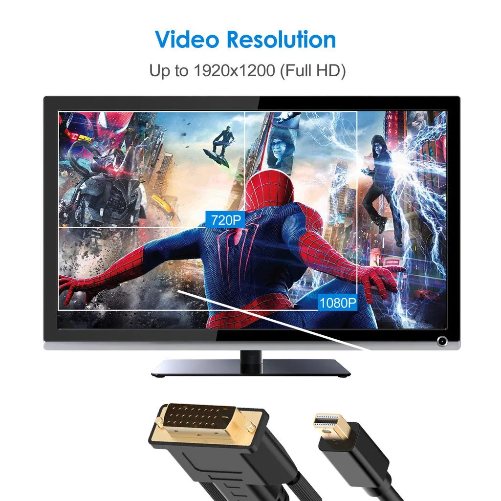 CARPRIE кабели Mini Display port(Mini DP) to DVI кабель Thunderbolt порт совместимый черный 1 м Поставка аудио ноутбук ПК Cable-L1016