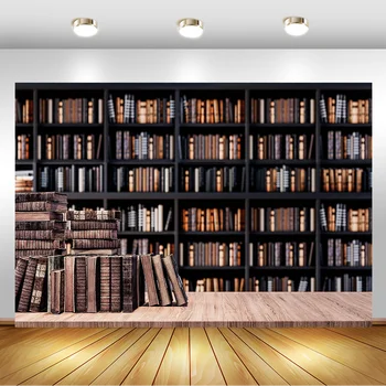 

Wooden Bookshelf Photography Backdrop Library School Books Collection Photo Background Artistic Photo Booth Studio Props