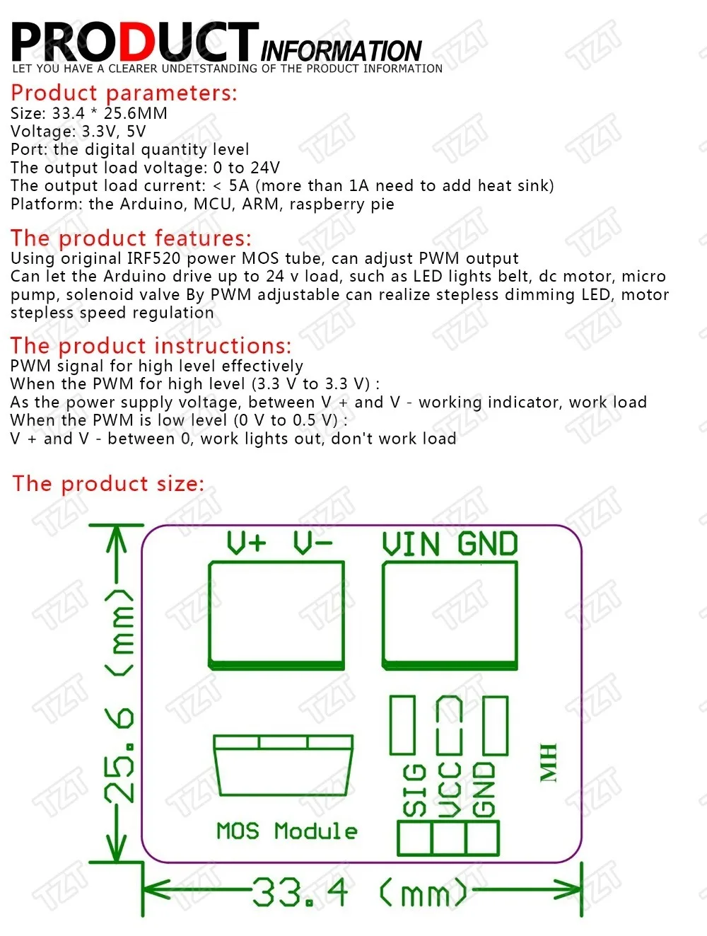 1 шт. ShengYang 0-24 в топ Mosfet Кнопка IRF520 драйвер MOS модуль для Arduino MCU ARM Raspberry pi