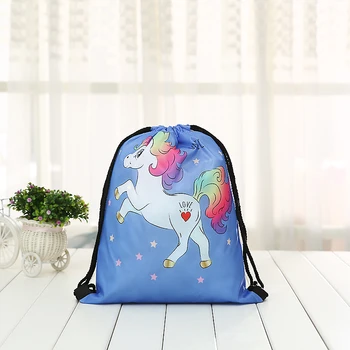 

Unicorn drawstring new Backpack fashion Women printing knapsack men Casual bags unisex Women's Cartoon Animal shoulder blue