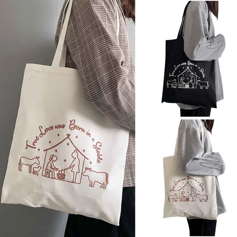 Холщовая Сумка на плечо Женская однотонная простая модная сумка с буквенным принтом Сумка-тоут для покупок Повседневная эко-сумка ac courses pliables#2D23