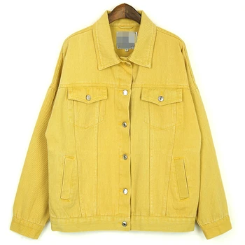 

High Quality Candy Colored Denim Jacket Women Oversize Long Sleeve Ladies Jacket With Lapel Pocket Loose Jeans Jackets 2020 New