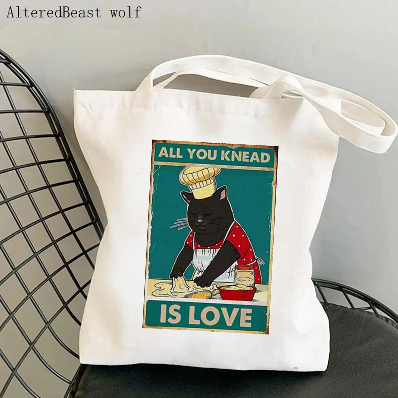 Women Shopper bag Cat Angels Exist Printed Kawaii Bag Harajuku Shopping Canvas Shopper Bag girl handbag Tote Shoulder Lady Bag