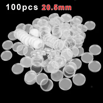 

100Pcs 20.5mm Coin Case Capsules Holder Applied Plastic Round Storage Boxes