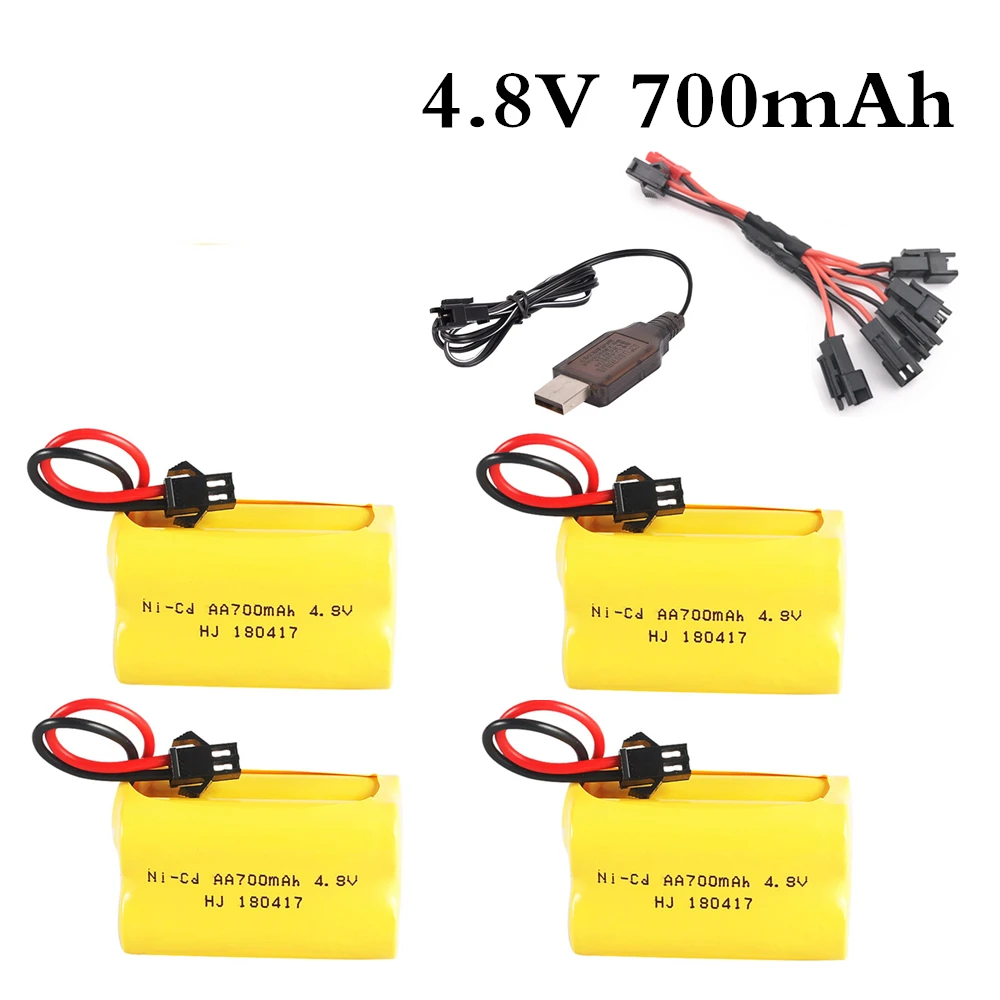 4,8 v 700mah перезаряжаемый ni-cd aa 4,8 v bateria 4,8 v nicd ni cd аккумулятор 4,8 v 700mah Для радиоуправляемой лодки модель автомобиля игрушка - Цвет: 4pcs USB