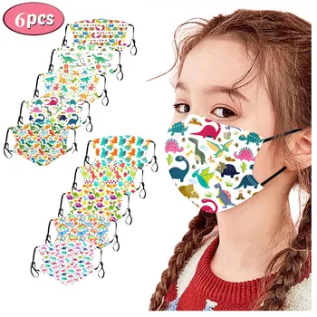 

6PCS Chilsren's Printed Windproof Face Mask Cloth Mouth Mask Washable Face Shield Breathable Mouth Cover Reusable mondmaskers