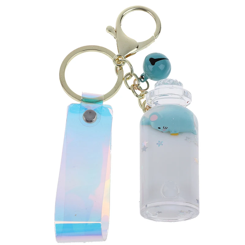Moving Quicksand Keychain Cute Floating Mouse Key Chain Rat Keychains Creative Bag Jewelry Key Ring Car Pendant Keyring - Color: 3