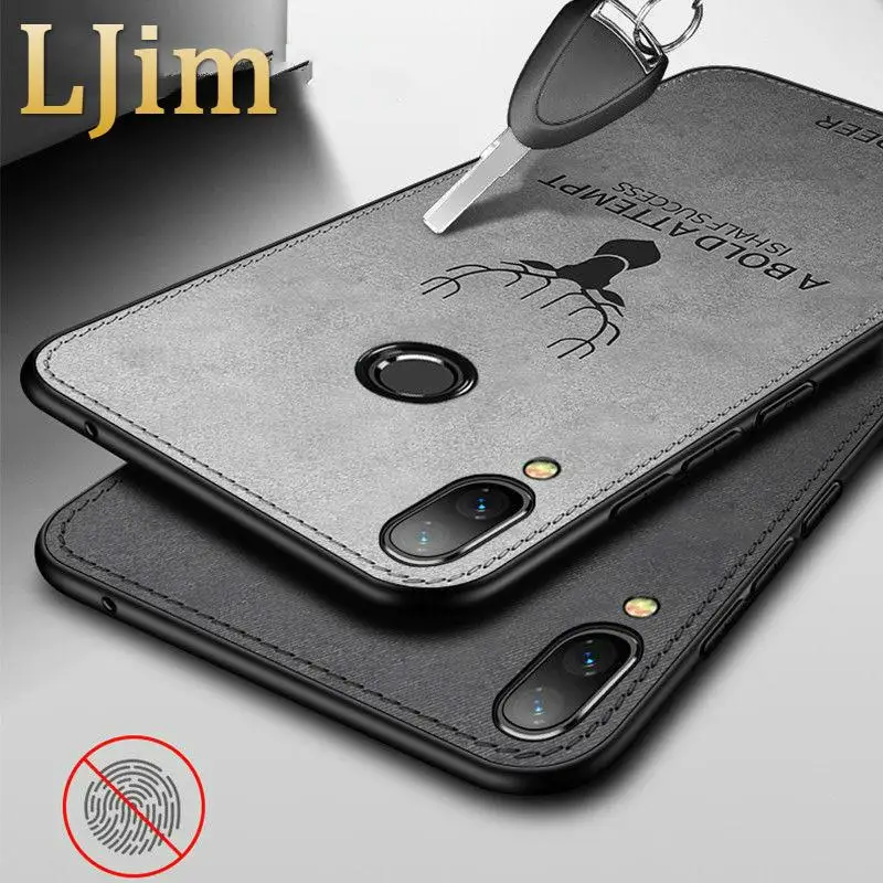 Canvas Embossed Deer Cloth Phone Cases For Huawei Y7 Pro 2019 Nova 4 Honor 8C 8X 7X View 20 8 9 Lite Soft TPU Edge |