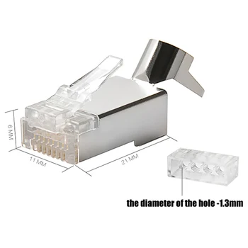 

BHTS-Rj45 Connector Rj 45 Ethernet Cable Plug Cat7 Cat6A 8P8C Stp Shielded Cat 7 Network Terminals 1.3Mm 50Pcs