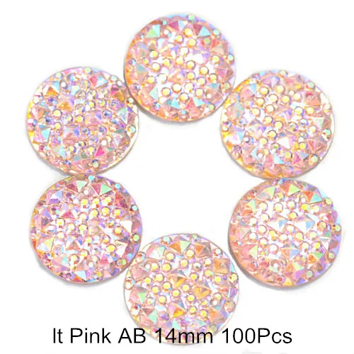 lt Pink ab 14mm Большая рекламная акция, 50 шт. полимерные пришивные стразы необычной формы, Пришивные кристаллы, каплевидные круглые пришивные камни, аксессуары для рукоделия F0143 - Цвет: lt Pink ab 14mm