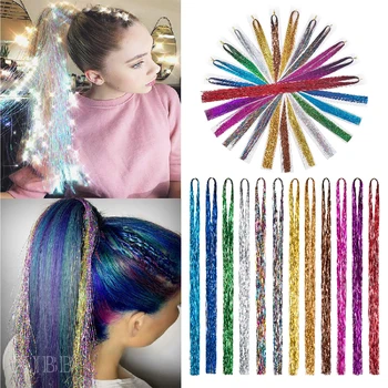 

XJBB Synthetic Extension Glitter Fairy Hair For Girls Desire for Hair Sparkling bling bling Synthetic Hair Tinsel for Party