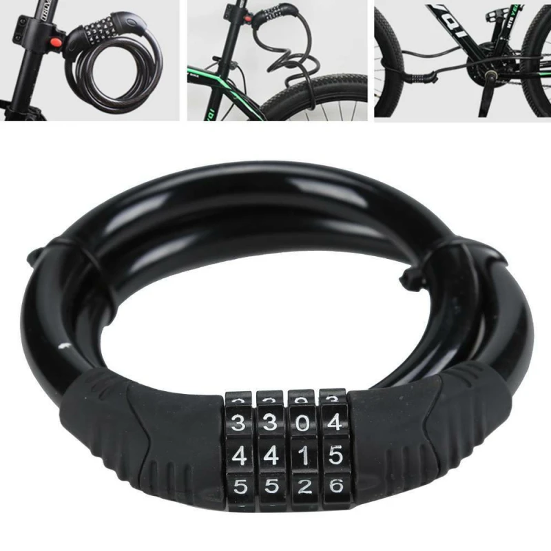 Cycling Bike Lock 4 Digit Combination Code Steel Cable Useful High quality