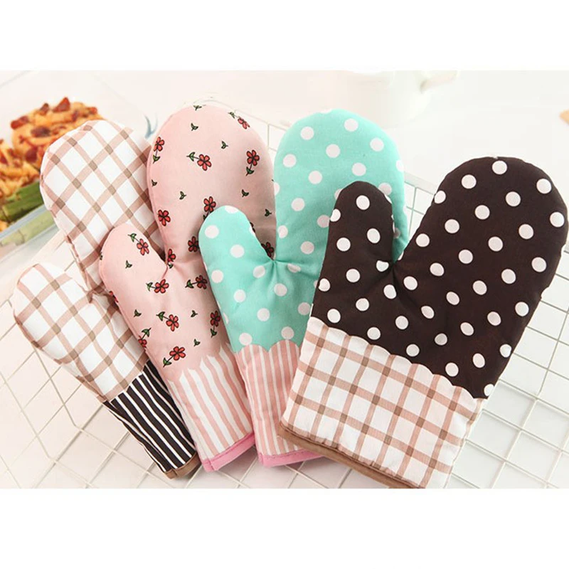 1 Uds guante de algodón resistente al calor para el horno microondas horno guante de cocina engrosada guantes aislado-slip guantes FPJST95