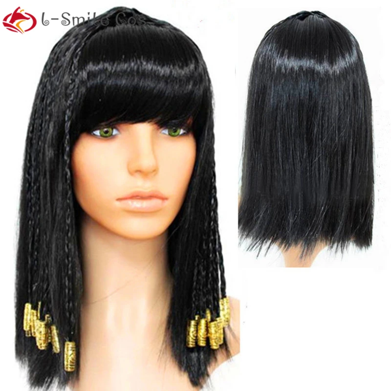 Black Cleopatra Decoration wig Ancient Egypt Hair Halloween Party Hair for Women Vintage Hair Queen Cosplay winifred sanderson costume