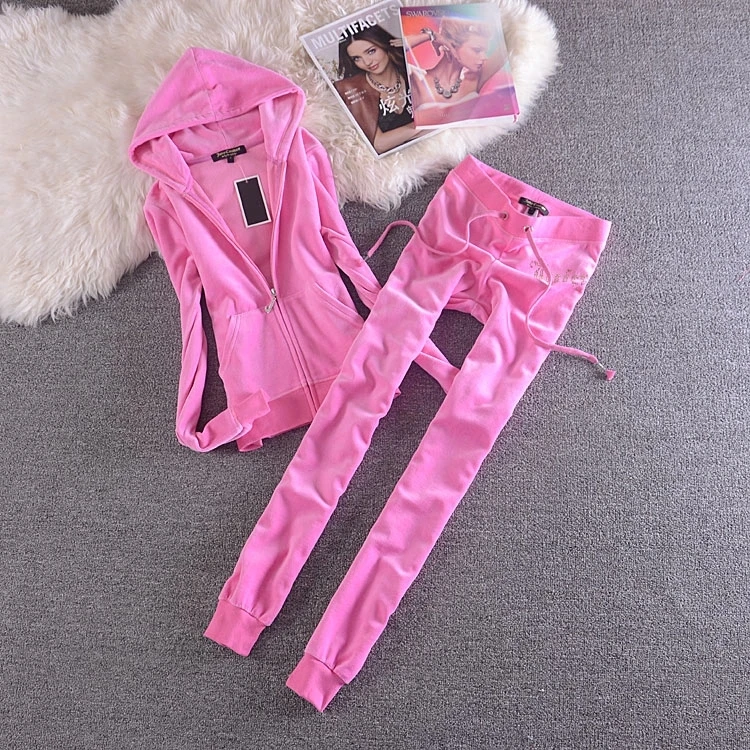 2021 Women's Elegant Velvet Tracksuit Two Piece Set Women Sexy Hooded Long Sleeve Top And Pants Bodysuit Suit suit set