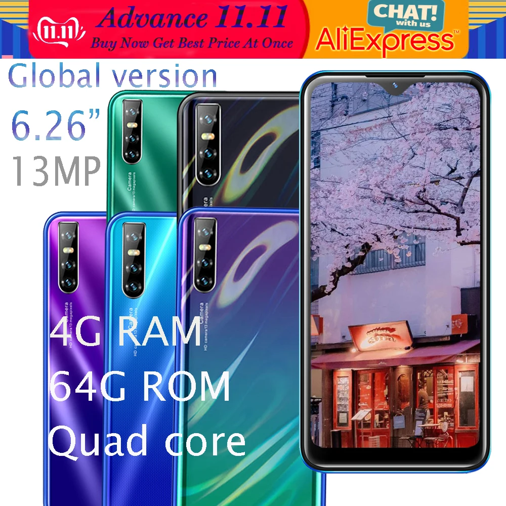 Mate20 Pro 4G Ram Smartphones 64G Rom Water Drop Screen Quad Core MT6580 Android Mobiele Telefoon 6.26