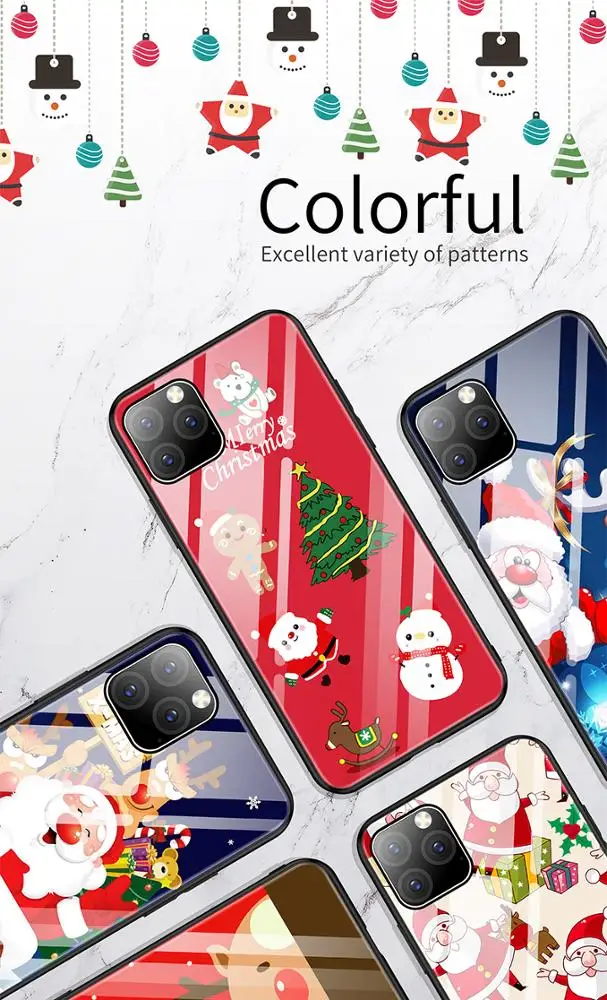 Стеклянный чехол для телефона с рождественским оленем для iPhone 11 Pro Max XSmax XR XS X 10 8 7 Роскошный милый силиконовый чехол Coque Funda