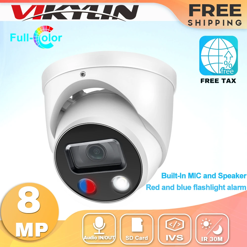 VIKYLIN HDW3849H-AS-PV 8MP полноцветная IP-камера 4K будильник I/O 2-стороннее Аудио синий и