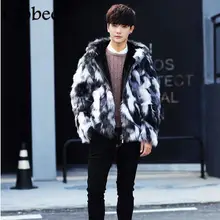 Зимняя мужская теплая куртка из искусственного меха роскошное платье с длинным рукавом шубы из меха норки утолщенное пальто большого размера с капюшоном WR694