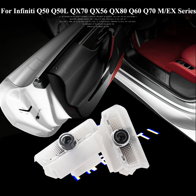 

2pcs LED Courtesy Lamp For Infiniti Q50 Q50L QX70 QX56 QX80 Q60 Q70 M/EX Series Badge Light Logo Projector Light Car Door Light