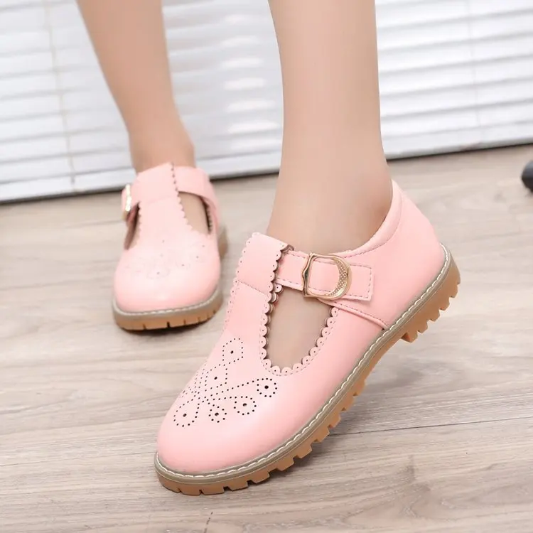 Korean version of rhinestone girl princess leather shoes autumn new children's hollow Dance Party And Wedding student shoes